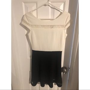 Scoop neck white and black lace dress